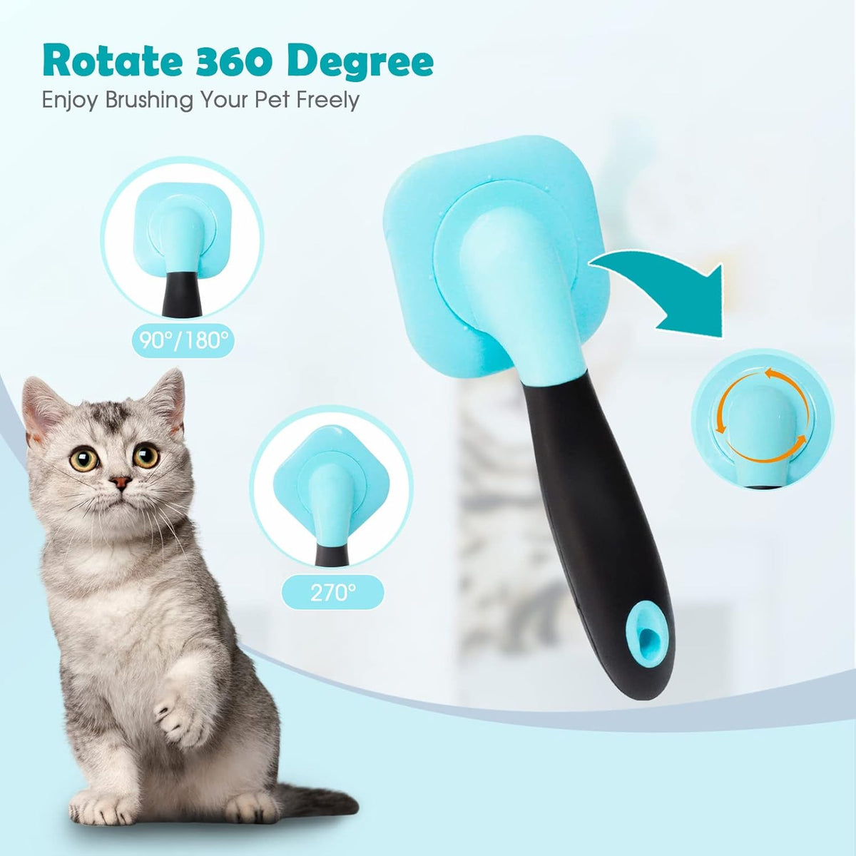 Slicker Brush, Dog Brush Gently Cleaning Pin Brush For Shedding Dog Hair Brush For Small Dogs Puppy Yorkie Poodle Rabbits Cats One Size Blue