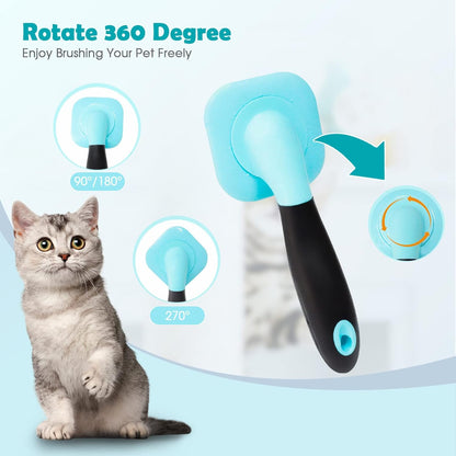 Slicker Brush, Dog Brush Gently Cleaning Pin Brush For Shedding Dog Hair Brush For Small Dogs Puppy Yorkie Poodle Rabbits Cats One Size Blue