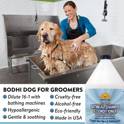 Natural Oatmeal Dog Shampoo & Conditioner - Hypoallergenic Formula - Naturally Deodorize Dogs, Cats & Pets - Moisturizes Dry, Itchy & Sensitive Skin - Made in USA (1 Gallon)