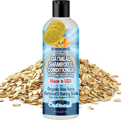 Natural Oatmeal Dog Shampoo & Conditioner - Hypoallergenic Formula - Naturally Deodorize Dogs, Cats & Pets - Moisturizes Dry, Itchy & Sensitive Skin - Made in USA (1 Gallon)