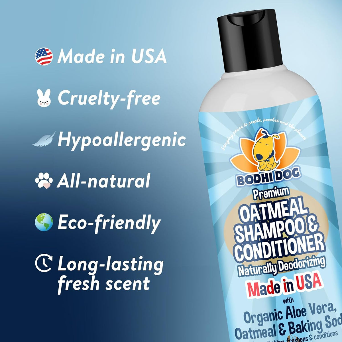 Natural Oatmeal Dog Shampoo & Conditioner - Hypoallergenic Formula - Naturally Deodorize Dogs, Cats & Pets - Moisturizes Dry, Itchy & Sensitive Skin - Made in USA (1 Gallon)