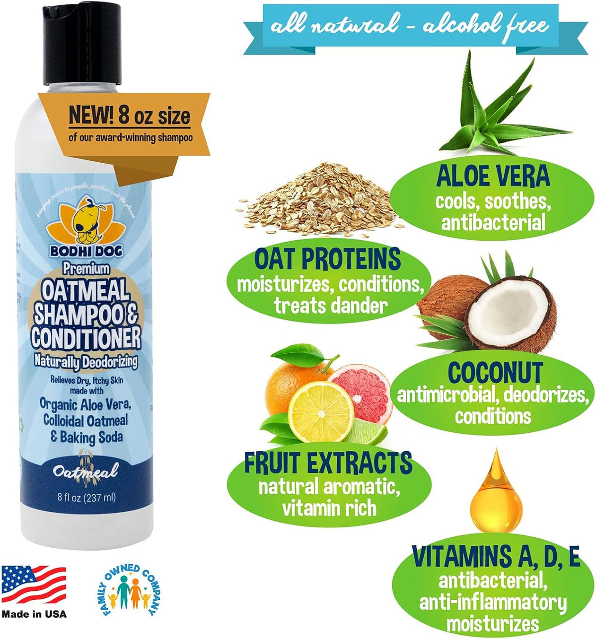 Natural Oatmeal Dog Shampoo & Conditioner - Hypoallergenic Formula - Naturally Deodorize Dogs, Cats & Pets - Moisturizes Dry, Itchy & Sensitive Skin - Made in USA (1 Gallon)