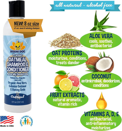 Natural Oatmeal Dog Shampoo & Conditioner - Hypoallergenic Formula - Naturally Deodorize Dogs, Cats & Pets - Moisturizes Dry, Itchy & Sensitive Skin - Made in USA (1 Gallon)