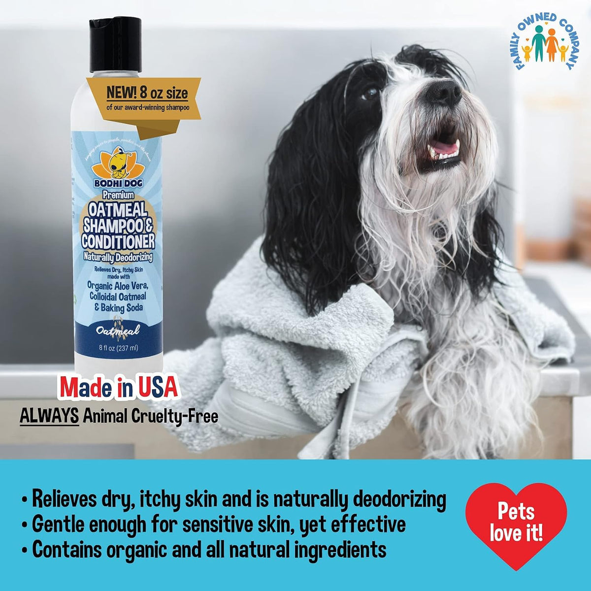 Natural Oatmeal Dog Shampoo & Conditioner - Hypoallergenic Formula - Naturally Deodorize Dogs, Cats & Pets - Moisturizes Dry, Itchy & Sensitive Skin - Made in USA (1 Gallon)