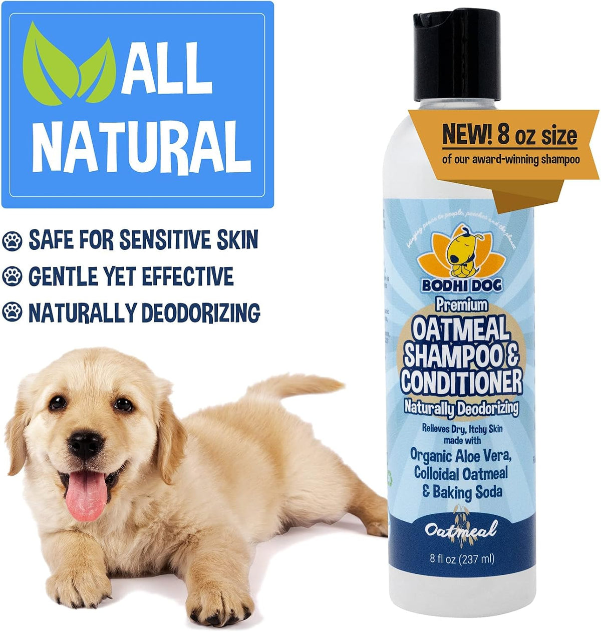 Natural Oatmeal Dog Shampoo & Conditioner - Hypoallergenic Formula - Naturally Deodorize Dogs, Cats & Pets - Moisturizes Dry, Itchy & Sensitive Skin - Made in USA (1 Gallon)