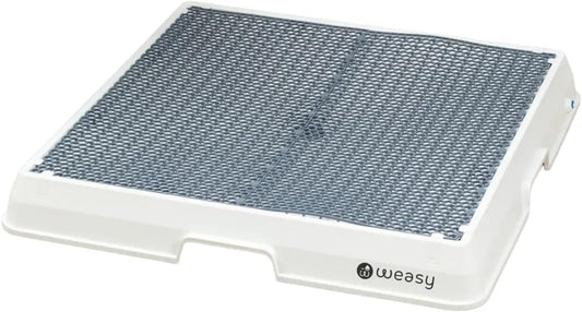 Weasy Indoor Dog Potty Tray for Medium Dogs with Drain Hose | Reusable Dog Toilet | Indoor Potty Training System | Compatible with Weasy Bag - White and Gray - Medium