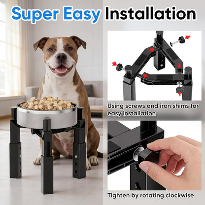 Dog Bowl Stand with Adjustable Height & Width, Anti-Slip Elevated Food Water Bowl Holder for Large Medium Small Dogs, Durable Raised Dog Feeder for Lifted Feeding, Only Stand Without Bowls