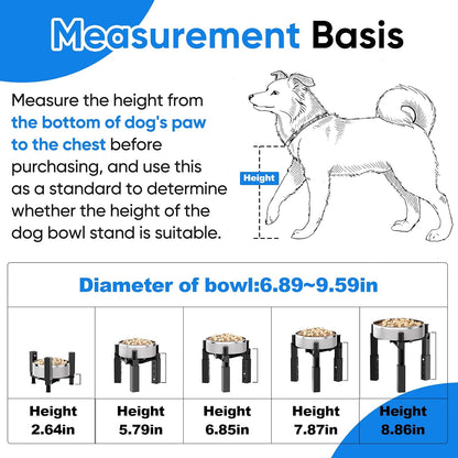Dog Bowl Stand with Adjustable Height & Width, Anti-Slip Elevated Food Water Bowl Holder for Large Medium Small Dogs, Durable Raised Dog Feeder for Lifted Feeding, Only Stand Without Bowls