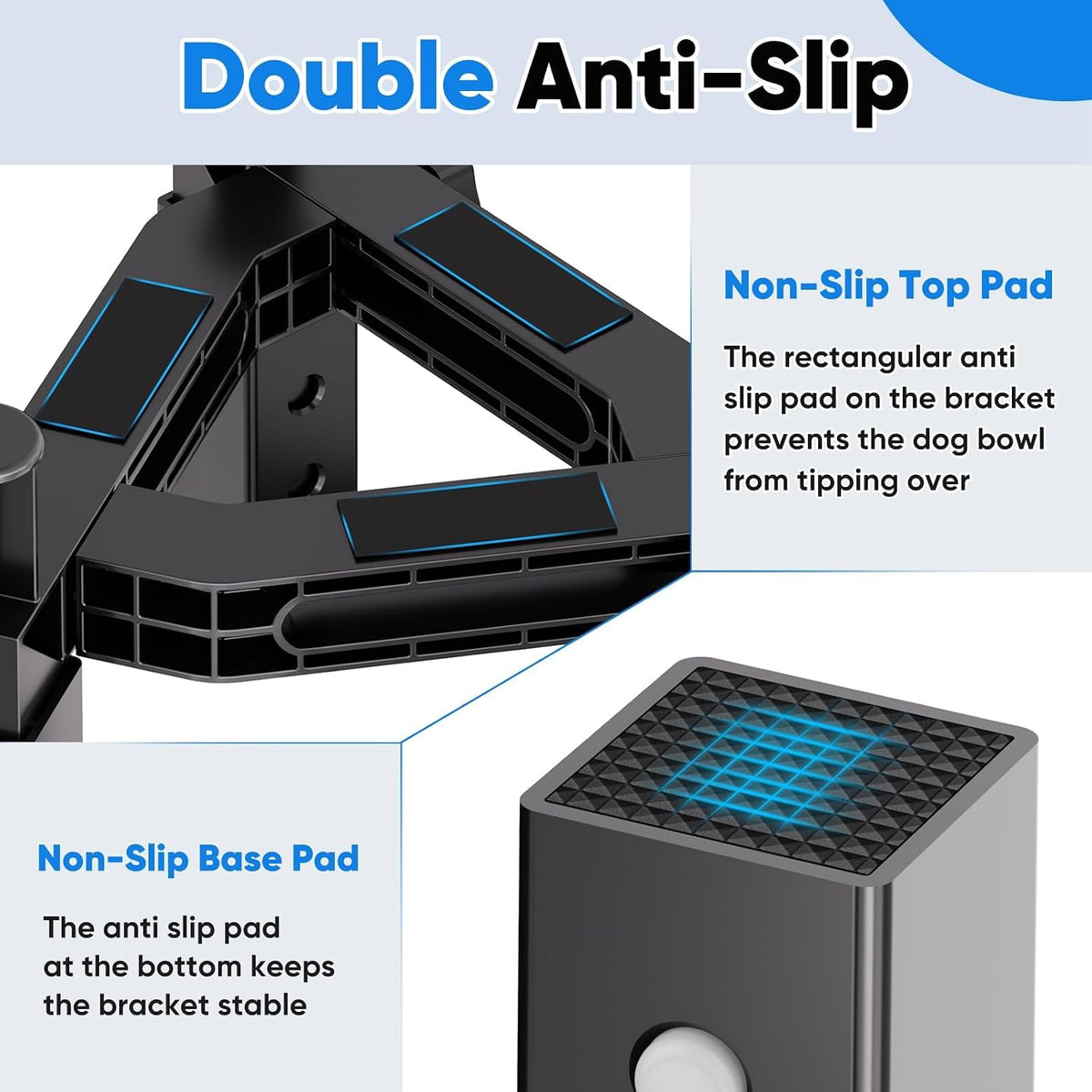 Dog Bowl Stand with Adjustable Height & Width, Anti-Slip Elevated Food Water Bowl Holder for Large Medium Small Dogs, Durable Raised Dog Feeder for Lifted Feeding, Only Stand Without Bowls