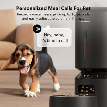 Automatic Cat Feeder, 5G WiFi Automatic Dog Food Dispenser with Freshness Preservation, 5L Timed Pet Feeder with Low Food Sensor, Up to 10 Meals Per Day, Granary Black