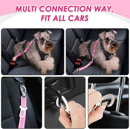 Dog Car Harness Seat Belt, Harness & Seatbelt with 2 in 1 Buckle