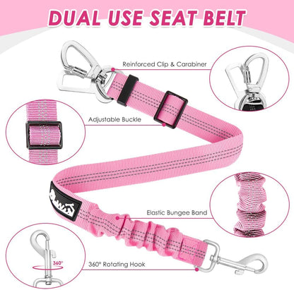 Dog Car Harness Seat Belt, Harness & Seatbelt with 2 in 1 Buckle