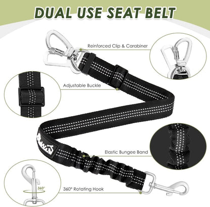 Dog Car Harness Seat Belt, Harness & Seatbelt with 2 in 1 Buckle