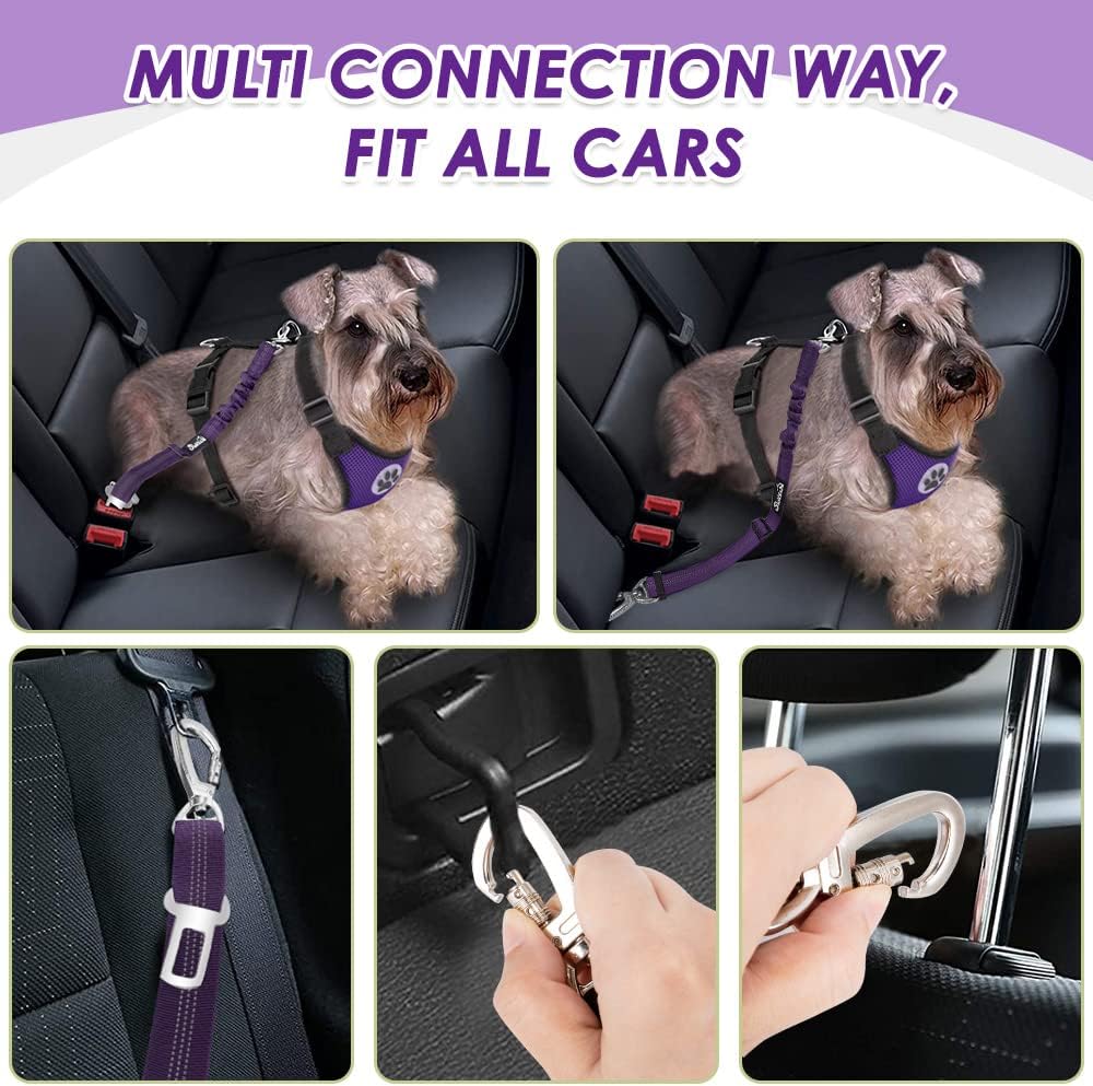 Dog Car Harness Seat Belt, Harness & Seatbelt with 2 in 1 Buckle