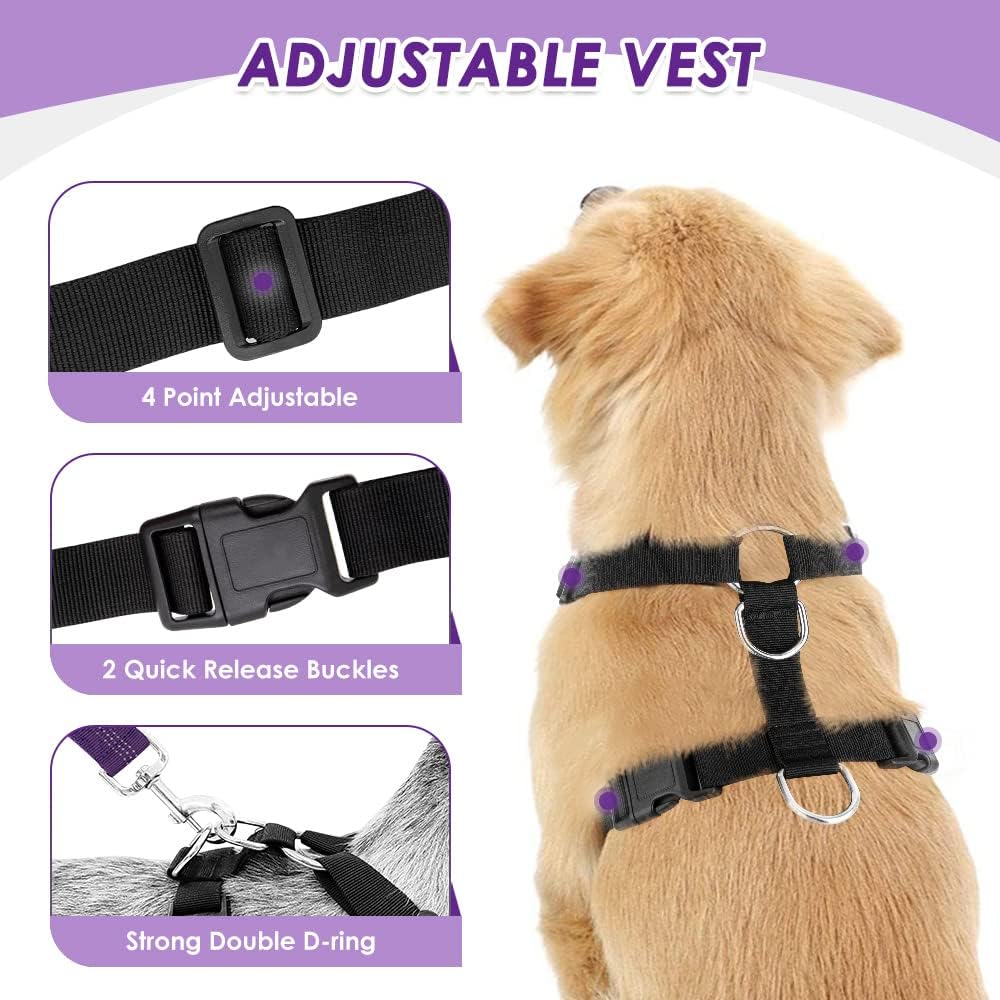 Dog Car Harness Seat Belt, Harness & Seatbelt with 2 in 1 Buckle