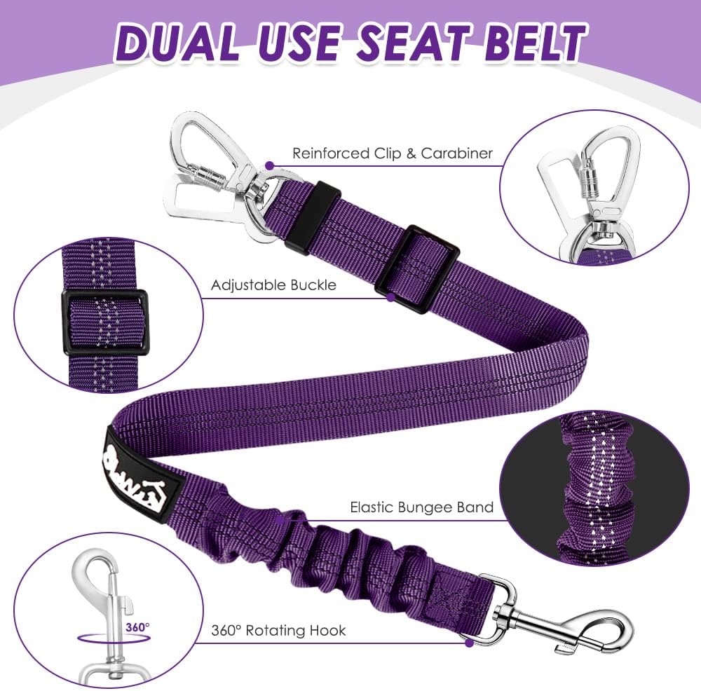 Dog Car Harness Seat Belt, Harness & Seatbelt with 2 in 1 Buckle