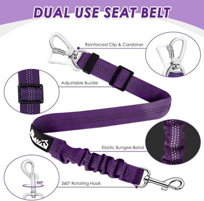 Dog Car Harness Seat Belt, Harness & Seatbelt with 2 in 1 Buckle