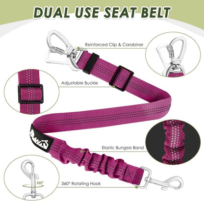 Dog Car Harness Seat Belt, Harness & Seatbelt with 2 in 1 Buckle