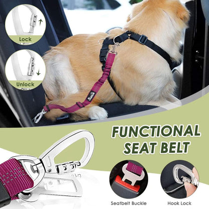 Dog Car Harness Seat Belt, Harness & Seatbelt with 2 in 1 Buckle