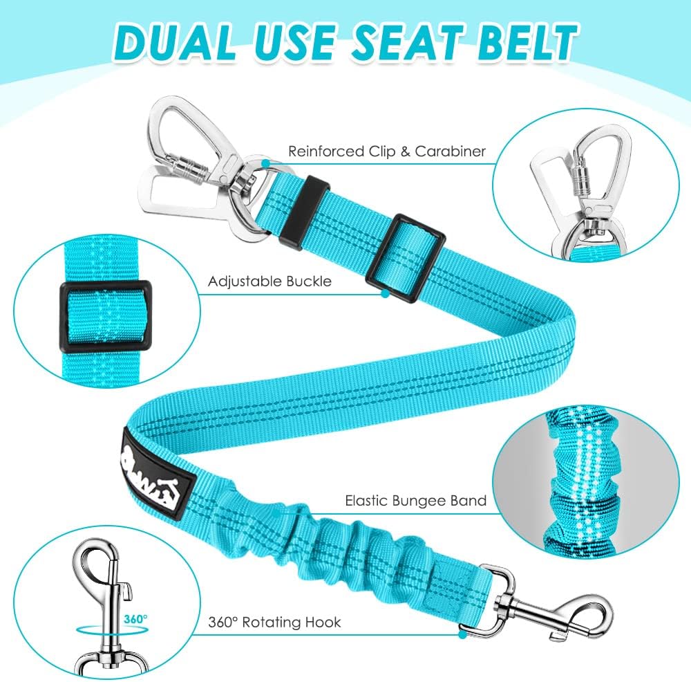 Dog Car Harness Seat Belt, Harness & Seatbelt with 2 in 1 Buckle