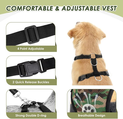 Dog Car Harness Seat Belt, Harness & Seatbelt with 2 in 1 Buckle