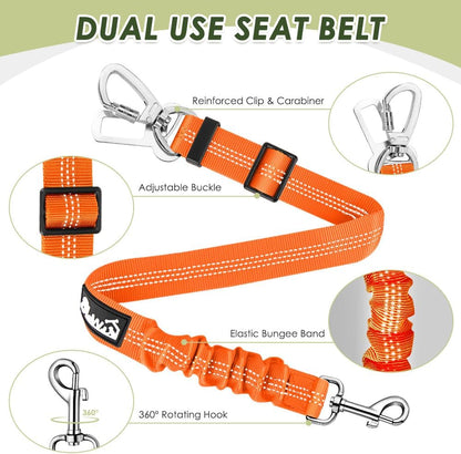Dog Car Harness Seat Belt, Harness & Seatbelt with 2 in 1 Buckle