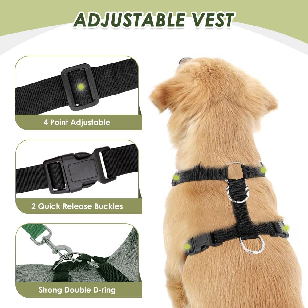 Dog Car Harness Seat Belt, Harness & Seatbelt with 2 in 1 Buckle