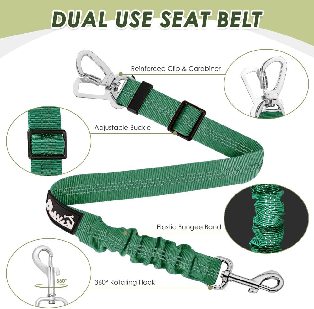 Dog Car Harness Seat Belt, Harness & Seatbelt with 2 in 1 Buckle