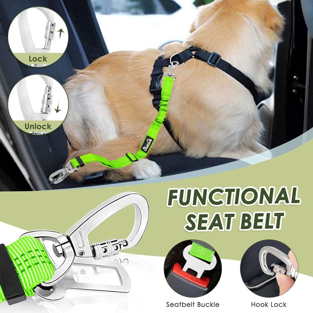 Dog Car Harness Seat Belt, Harness & Seatbelt with 2 in 1 Buckle