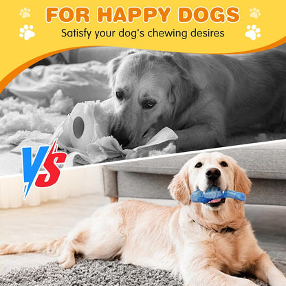 Tough Dog Toys for Aggressive Chewers 2 Pack, Indestructible Dog Toys to Keep Them Busy, Beef Flavor, Nylon Dog Chew Toys for Small, Medium and Large Dogs, Blue & Green