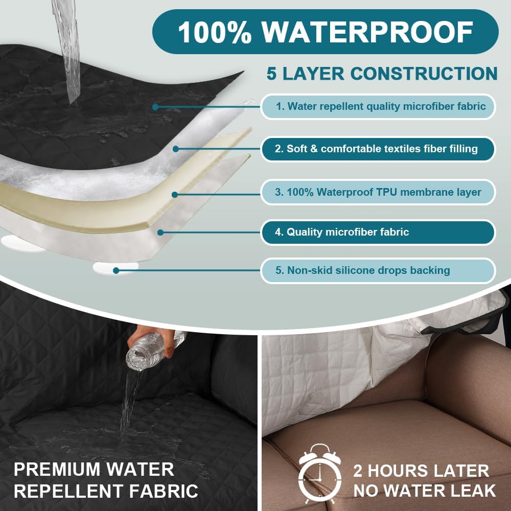 100% Waterproof Sofa Covers Couch Cover Sofa Cover for Dogs Couch Protector Triple Non-Slip Sofa Slipcover for 3 Cushion Couch Furniture Protector for Pets, Kids,Dog (Sofa 70", Ivory)