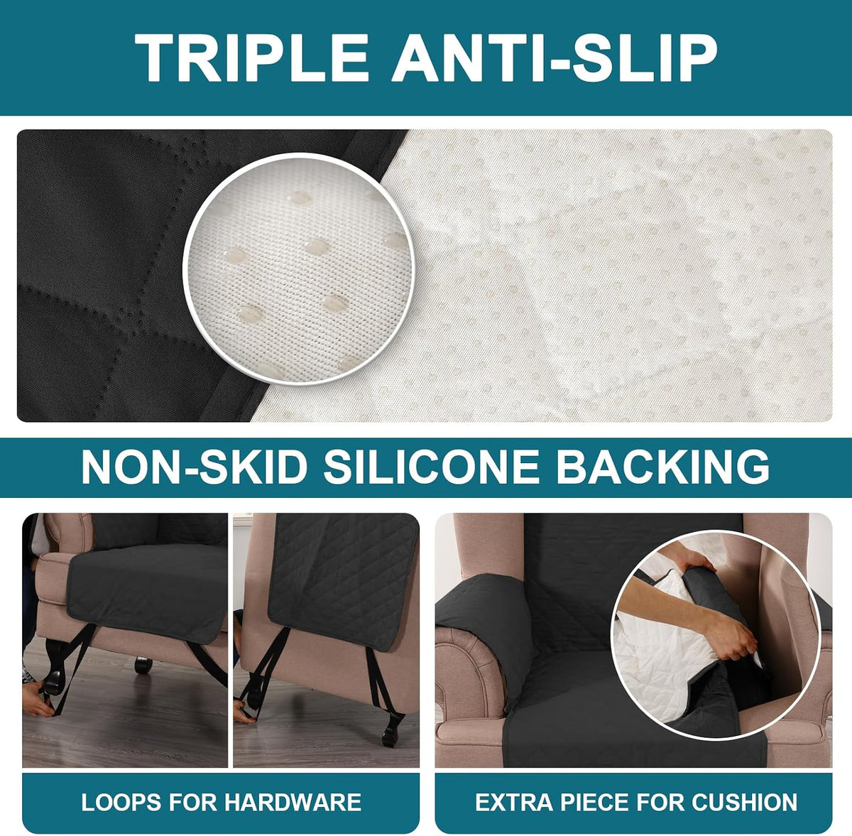 100% Waterproof Sofa Covers Couch Cover Sofa Cover for Dogs Couch Protector Triple Non-Slip Sofa Slipcover for 3 Cushion Couch Furniture Protector for Pets, Kids,Dog (Sofa 70", Ivory)
