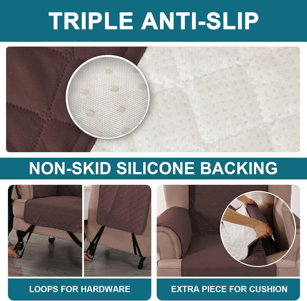 100% Waterproof Sofa Covers Couch Cover Sofa Cover for Dogs Couch Protector Triple Non-Slip Sofa Slipcover for 3 Cushion Couch Furniture Protector for Pets, Kids,Dog (Sofa 70", Ivory)