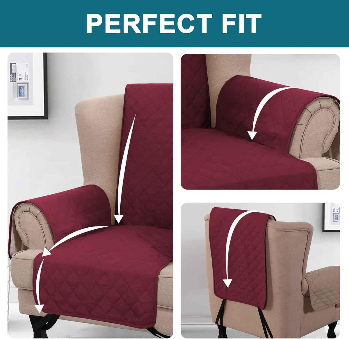 100% Waterproof Sofa Covers Couch Cover Sofa Cover for Dogs Couch Protector Triple Non-Slip Sofa Slipcover for 3 Cushion Couch Furniture Protector for Pets, Kids,Dog (Sofa 70", Ivory)