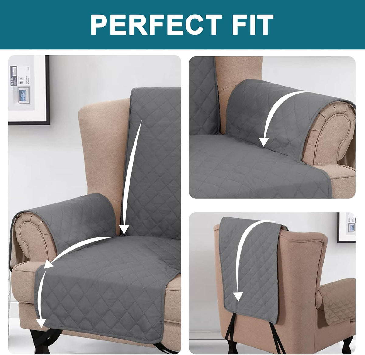 100% Waterproof Sofa Covers Couch Cover Sofa Cover for Dogs Couch Protector Triple Non-Slip Sofa Slipcover for 3 Cushion Couch Furniture Protector for Pets, Kids,Dog (Sofa 70", Ivory)