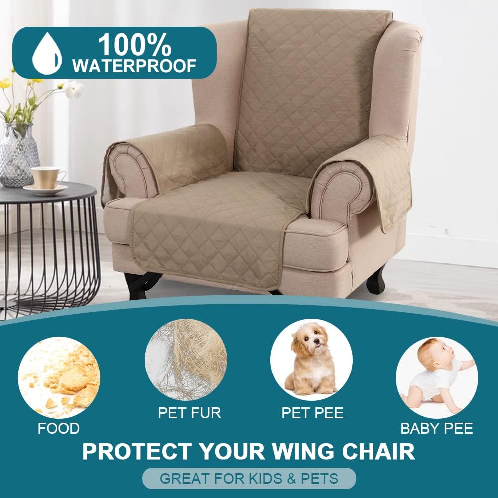 100% Waterproof Sofa Covers Couch Cover Sofa Cover for Dogs Couch Protector Triple Non-Slip Sofa Slipcover for 3 Cushion Couch Furniture Protector for Pets, Kids,Dog (Sofa 70", Ivory)