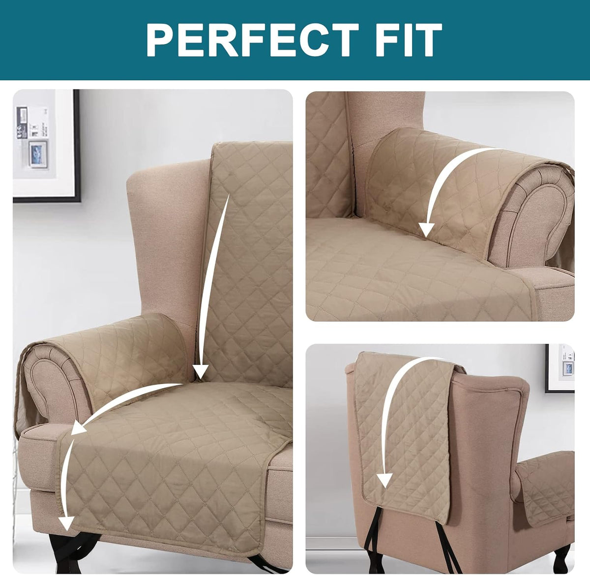 100% Waterproof Sofa Covers Couch Cover Sofa Cover for Dogs Couch Protector Triple Non-Slip Sofa Slipcover for 3 Cushion Couch Furniture Protector for Pets, Kids,Dog (Sofa 70", Ivory)