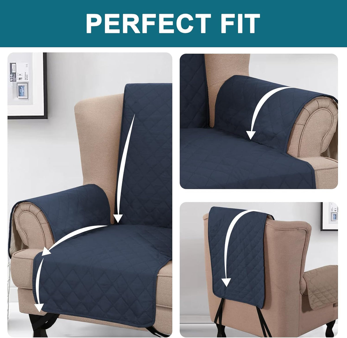 100% Waterproof Sofa Covers Couch Cover Sofa Cover for Dogs Couch Protector Triple Non-Slip Sofa Slipcover for 3 Cushion Couch Furniture Protector for Pets, Kids,Dog (Sofa 70", Ivory)
