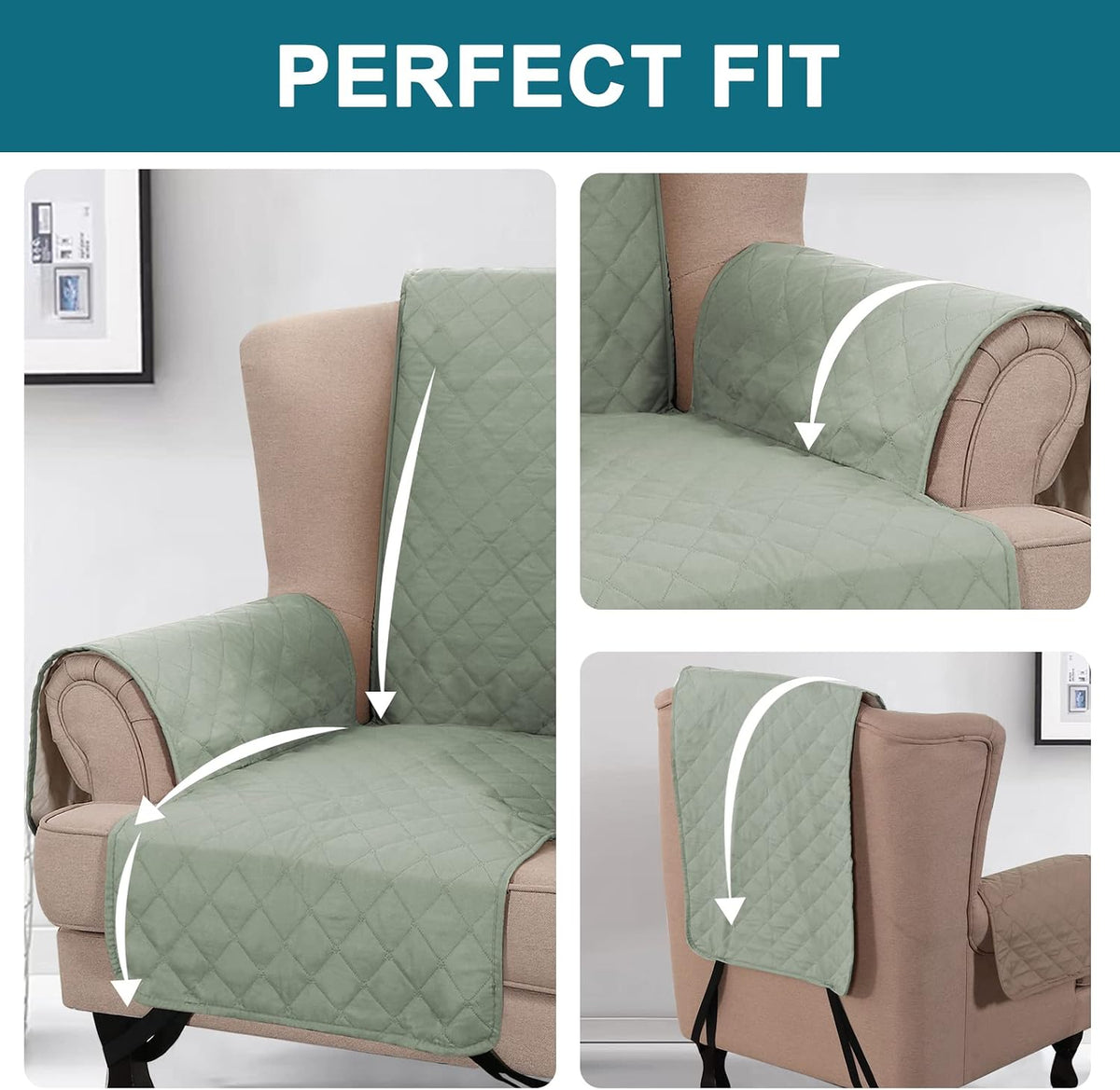 100% Waterproof Sofa Covers Couch Cover Sofa Cover for Dogs Couch Protector Triple Non-Slip Sofa Slipcover for 3 Cushion Couch Furniture Protector for Pets, Kids,Dog (Sofa 70", Ivory)