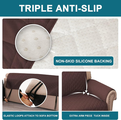 100% Waterproof Sofa Covers Couch Cover Sofa Cover for Dogs Couch Protector Triple Non-Slip Sofa Slipcover for 3 Cushion Couch Furniture Protector for Pets, Kids,Dog (Sofa 70", Ivory)