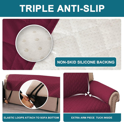 100% Waterproof Sofa Covers Couch Cover Sofa Cover for Dogs Couch Protector Triple Non-Slip Sofa Slipcover for 3 Cushion Couch Furniture Protector for Pets, Kids,Dog (Sofa 70", Ivory)