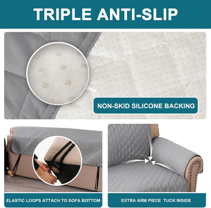 100% Waterproof Sofa Covers Couch Cover Sofa Cover for Dogs Couch Protector Triple Non-Slip Sofa Slipcover for 3 Cushion Couch Furniture Protector for Pets, Kids,Dog (Sofa 70", Ivory)