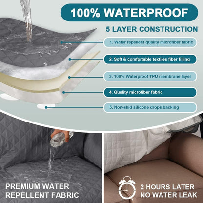 100% Waterproof Sofa Covers Couch Cover Sofa Cover for Dogs Couch Protector Triple Non-Slip Sofa Slipcover for 3 Cushion Couch Furniture Protector for Pets, Kids,Dog (Sofa 70", Ivory)