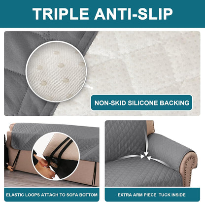100% Waterproof Sofa Covers Couch Cover Sofa Cover for Dogs Couch Protector Triple Non-Slip Sofa Slipcover for 3 Cushion Couch Furniture Protector for Pets, Kids,Dog (Sofa 70", Ivory)