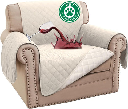100% Waterproof Sofa Covers Couch Cover Sofa Cover for Dogs Couch Protector Triple Non-Slip Sofa Slipcover for 3 Cushion Couch Furniture Protector for Pets, Kids,Dog (Sofa 70", Ivory)