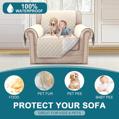 100% Waterproof Sofa Covers Couch Cover Sofa Cover for Dogs Couch Protector Triple Non-Slip Sofa Slipcover for 3 Cushion Couch Furniture Protector for Pets, Kids,Dog (Sofa 70", Ivory)