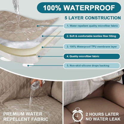 100% Waterproof Sofa Covers Couch Cover Sofa Cover for Dogs Couch Protector Triple Non-Slip Sofa Slipcover for 3 Cushion Couch Furniture Protector for Pets, Kids,Dog (Sofa 70", Ivory)