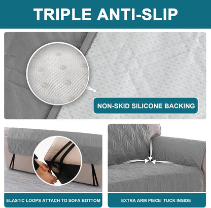 100% Waterproof Sofa Covers Couch Cover Sofa Cover for Dogs Couch Protector Triple Non-Slip Sofa Slipcover for 3 Cushion Couch Furniture Protector for Pets, Kids,Dog (Sofa 70", Ivory)