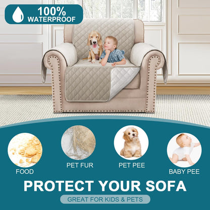 100% Waterproof Sofa Covers Couch Cover Sofa Cover for Dogs Couch Protector Triple Non-Slip Sofa Slipcover for 3 Cushion Couch Furniture Protector for Pets, Kids,Dog (Sofa 70", Ivory)