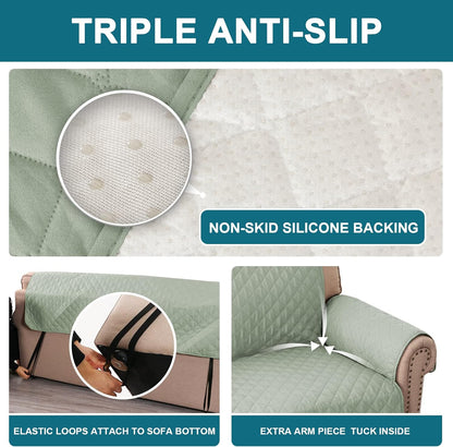 100% Waterproof Sofa Covers Couch Cover Sofa Cover for Dogs Couch Protector Triple Non-Slip Sofa Slipcover for 3 Cushion Couch Furniture Protector for Pets, Kids,Dog (Sofa 70", Ivory)
